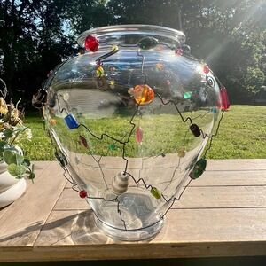 Large Wire and Beaded Glass Vase